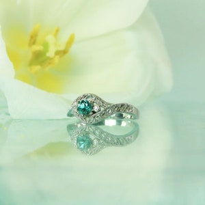 Zircon, Blue Zircon Ring, Blue Engagement Ring, Zircon Ring, White Gold Gemstone Ring, Ring, Blue Zircon Ring, December Birthstone Ring