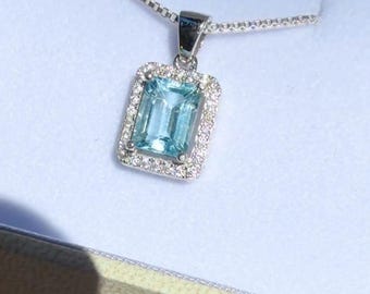 Aquamarine Necklace, Blue Gemstone Necklace, Wedding Jewelry,  March Birthstone