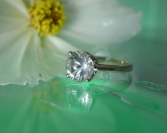 Herkimer Diamond Gold Ring, White Gold Ring, Engagement Ring, Solitaire Engagement Ring, Herkimer, Conflict Free Ring, April Birthstone