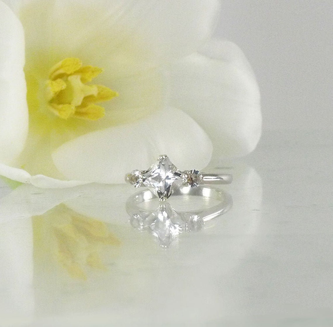 Square Engagement Ring, Square Statement Ring, Square Aquamarine Ring ...
