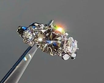 Octagon Herkimer Diamond Engagement Ring, Natural AAA Gemstone Alternative