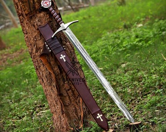 Handcraft Knight Templar sword High carbon steel replica sword with wooden scabbard