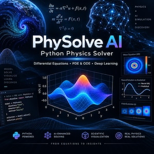 Solucionador de física con IA PhySolve / Kit de red neuronal para EDP/EDO en Python (biblioteca de 162 fórmulas)