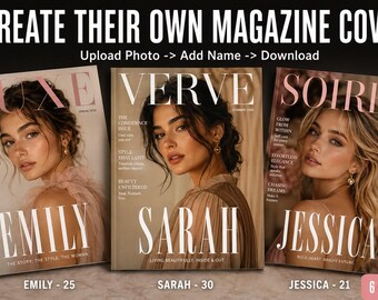 6 personalisierte Geburtstagsmagazin-Cover | Sofortgenerator | Name, Alter & Foto bearbeiten | Kein Canva erforderlich