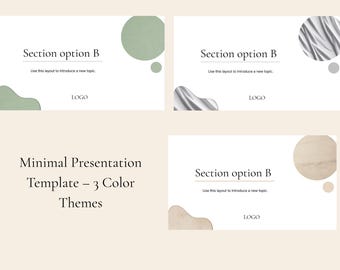 Minimal Presentation Template for Canva and Powerpoint | 96 Slides | 3 Color Themes | Digital