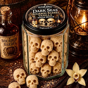 Bourbon Barrel Vanilla Sugar Skulls | Smoked Vanilla Cubes for Coffee, Tea, Cocoa