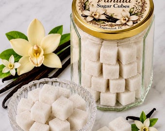 Vanilla Sugar Cubes | Handcrafted Vanilla Bean Tea Sweetener | Botanical Collection Jar