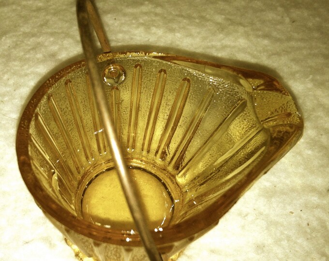 Vintage Amber Glass Coal Bucket Ashtray Etsy