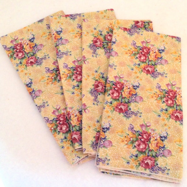 Set of 4 Vintage Chintz Fabric Napkins