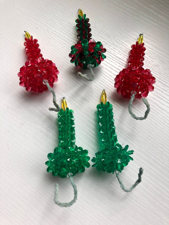 Set of 5 Vintage Beaded Candle Ornaments Etsy