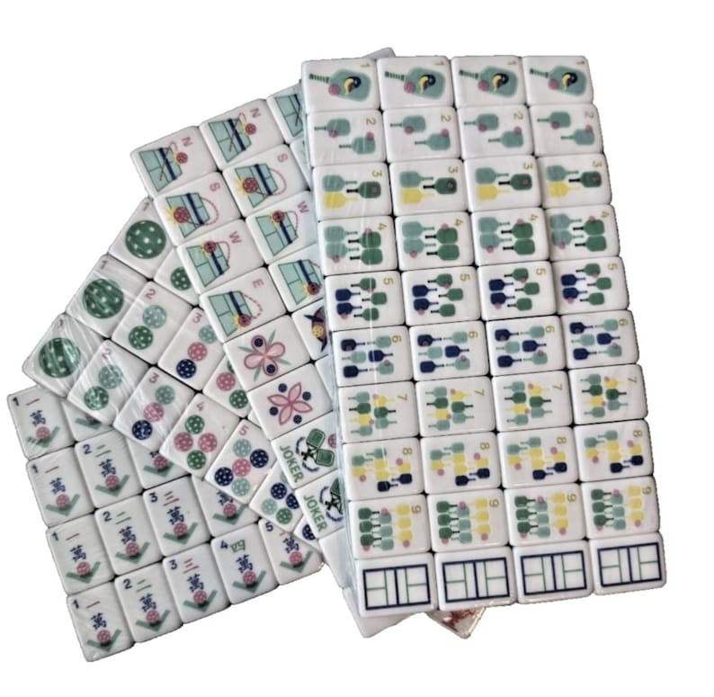 LIMITED EDITION Emerald Pickleball American Mahjong 160 Engraved/Acrylic tiles + Bag image 5