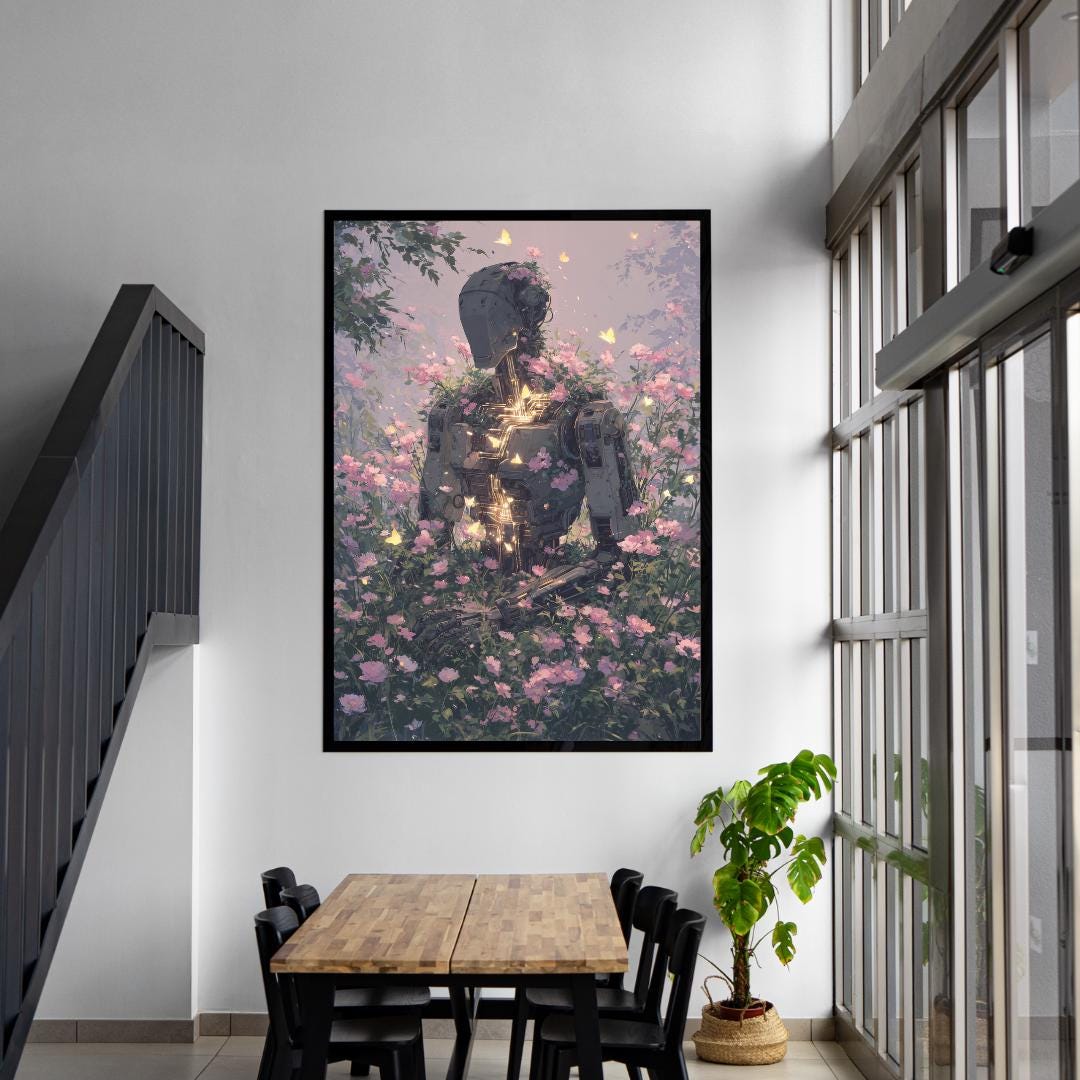 Android Art Collection Blooming Android Art Print – Sci-fi Robot in Wildflowers - Etsy