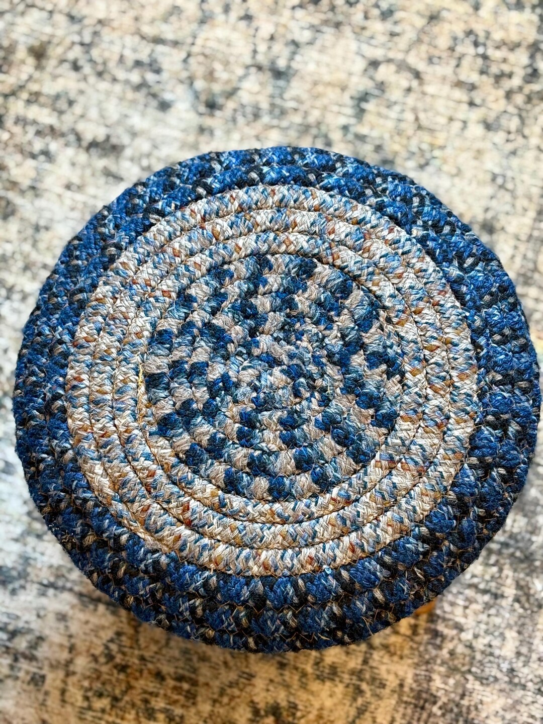 Handmade Vintage Braided Blue Round Stool - Etsy