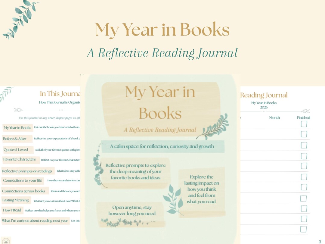 My Year in Books A Reflective Reading Journal Printable PDF Etsy
