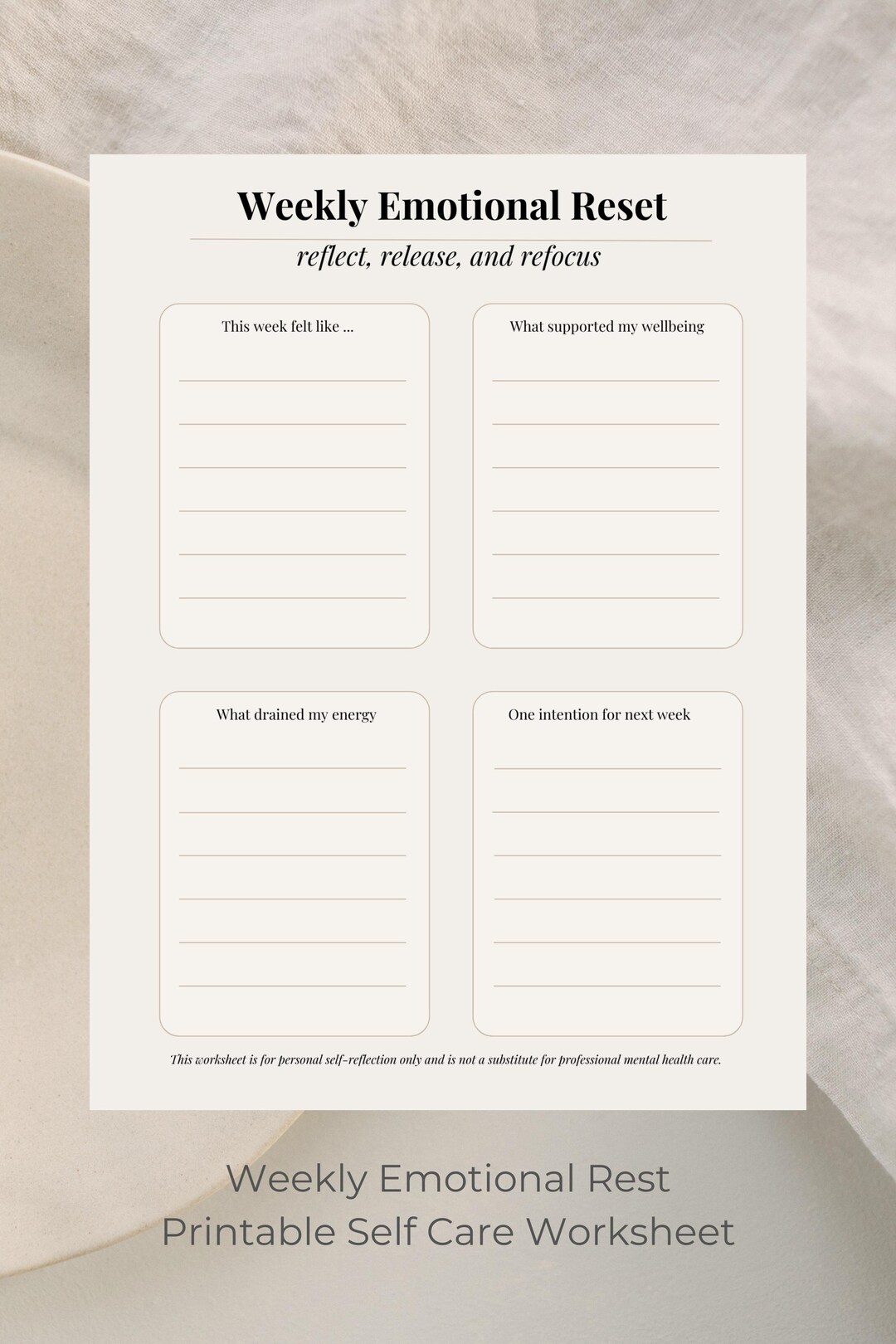 Weekly Emotional Reset Worksheet | Self-care Reflection (PDF) - Etsy