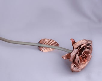 Kupferrose handgefertigt – Rose aus massivem Kupfer - Objekt für die Ewigkeit – besonderes Geschenk für die Lieblingsmensch