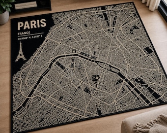 Tapete de boas-vindas para casa – Tapete de entrada inspirado no mapa de Paris em estilo anime, ecológico, 80 cm