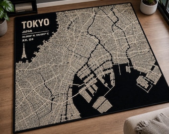 Tapete de boas-vindas para casa – Tapete de entrada inspirado no mapa de Tóquio em estilo anime, ecológico, 80 cm