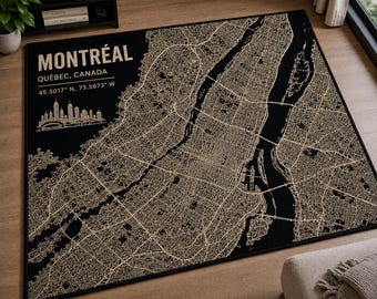 Tapete de boas-vindas para casa – Tapete de entrada inspirado em anime com mapa de Montreal, ecológico, 80 cm
