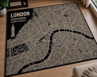Tapete de boas-vindas para casa – Tapete de entrada inspirado no mapa de Londres em estilo anime, ecológico, 80 cm