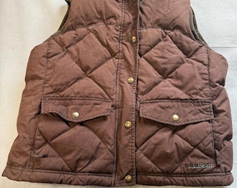 L.L. Bean Brown Cotton Quilted Goose Down Vest