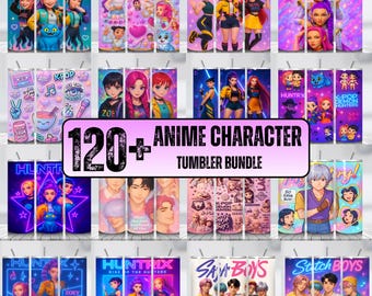 Paquete de más de 120 envoltorios para vasos inspirados en el K-Pop / Personajes de ídolos de dibujos animados / PNG de sublimación delgada de 20 oz / Descarga digital de alta calidad