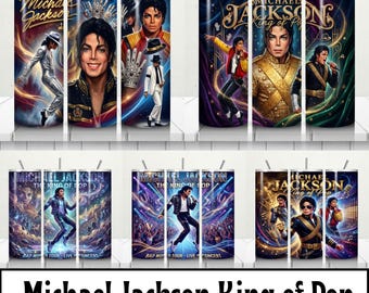 King of Pop Singer Tumbler Wrap PNG, Pop Legend Music Sublimation Design, MJ Inspired Instant Download