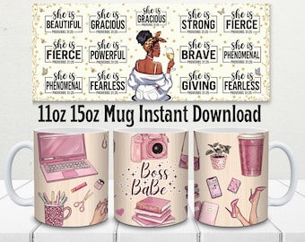 Black Woman Sublimation Design, Proverbs Mug Wrap, 11oz 15oz Coffee Mug PNG, Daily Reminders Mug Wrap, Motivational Mug, Daily Affirmations