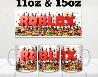 Envoltura de taza de Roblox, diseño de sublimación de juegos para niños (descarga digital, plantilla PNG de 325 ml y 400 ml)