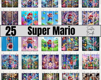 Super Mario Tumbler Wrap Bundle, Super Mario Sublimation, Mario Bros PNG, 3D Super Mario Splash Tumbler, Kids Tumbler, 20 oz Mario Wrap