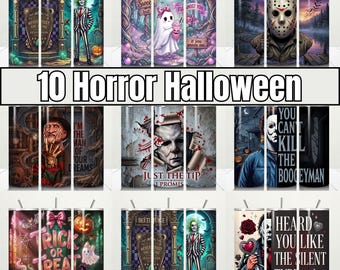 Horror Movie Characters Tumbler Wrap, Halloween Spooky Design Horror Halloween Movie Tumbler Wrap Png, Scary Movie Tumbler, Digital Download