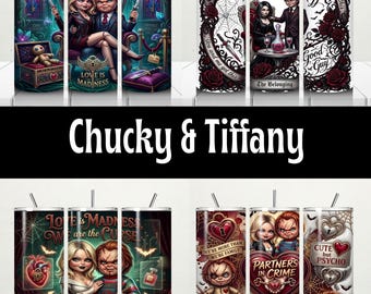 Couple Horror Character Halloween Tumbler Wrap Png, Cartoon Horror 20oz Tumbler, Halloween Horror Skinny Tumbler 20oz Png, Sublimation File