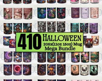 410 Halloween Mug Wrap Bundle, 11oz 15oz Mug Wraps, Horror Mug PNG, Spooky Mug Designs, Halloween Coffee Cup, Terrifier Mug Wrap Sublimation