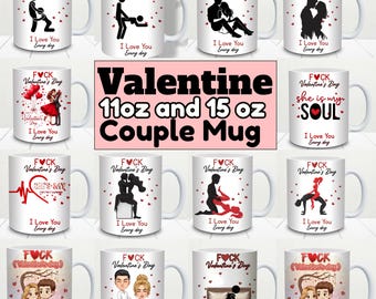 Taza divertida y traviesa de San Valentín con la frase "Mi cosa favorita para hacer es follar" en el Día de San Valentín. Taza de aniversario con figura de palito descarada de 11 oz y 15 oz.