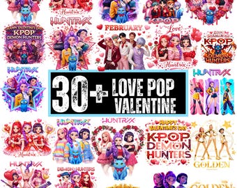 Más de 30 imágenes PNG de San Valentín con personajes de dibujos animados de estilo K-Pop / Colección de imágenes prediseñadas de San Valentín / Descarga digital de pareja adorable