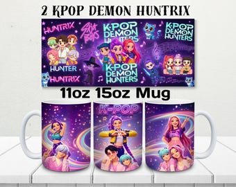 Kpop Demon Hunters Mug, Tumbler PNG Bundle for Kpop | Huntix & Saja Boys Design | Coffee Mug and Tumbler Sublimation File | Digital Download
