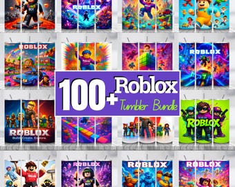 Paquete de más de 100 envoltorios para vasos estilo Roblox PNG / Diseños de sublimación delgados de 20 oz / Envoltorios para vasos con dibujos animados de videojuegos para niños / Descarga instantánea