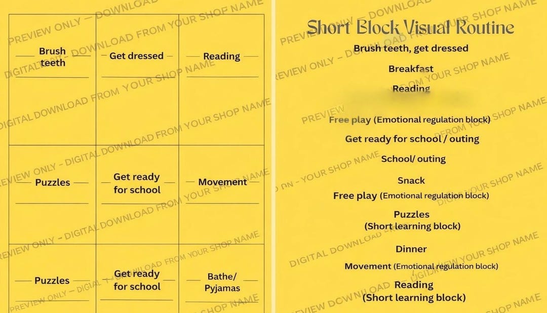 Response Block Visual Low Demand Visual Schedule. Sensory Friendly Daily Routine. Short-block ...