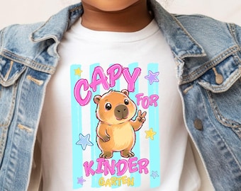 Capy For Kindergarten Shirt, First Day Of Kindergarten Tee, Cute Capybara School Shirt, Back To School Kids Shirt, Gift For Girls