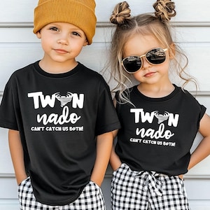 Twinado Kids Shirt Matching Twin Outfit Funny Twins Tee Sibling Matching Shirts Boy Girl Twin Gift Cute Kids Apparel (NOT A SET)