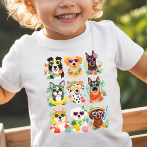 Summer Dog Shirt for Kids, Cute Puppy Beach Tee, Tropical Dog Lover Kids Shirt, Funny Summer Puppy Toddler Tee Gift