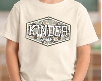Kindergarten Camo Shirt, First Day Of Kindergarten Tee, Military Style School Shirt, Back To School Kids Outfit, Kindergarten Boy Shirt