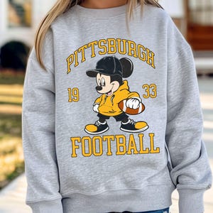 Disney Pittsburgh Football Kids Shirts & Sweatshirts | Youth Toddler Baby Game Day Fan Apparel | Vintage Football Minnie Mouse Design