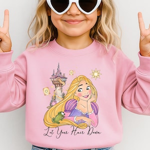 Disney Rapunzel Shirt for Girls, Let Your Hair Down Tee, Tangled Princess Outfit, Cute Disney Girl SweatShirt, Disney Trip Shirt for Girls