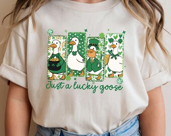 Retro St Patrick’s Day Kids Shirts | Lucky Goose Twin Sibling Outfit | Cute Irish Toddler Youth St Paddy’s Day Apparel