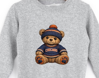 Cute Kids Chicago TShirt & Sweatshirts | Cute Bear Chicago Football Shirt, Baby Toddler Game Day Tee, Youth Chicago Football Fan Gift