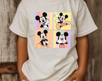 Kids Mickey Mouse Shirt | Disney Cartoon Graphic Tee | Cute Toddler Youth Character Top | Colorful Retro Kids Disney Apparel
