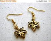 HALF PRICE Gold Plated Maple Leaf Earrings - Canada Day