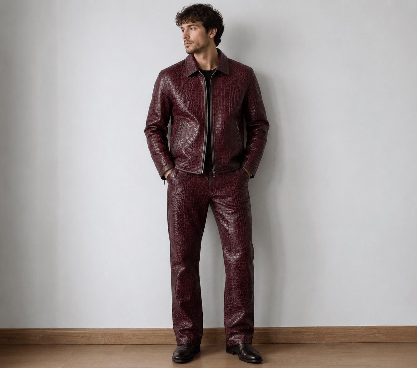 Leather Jacket and Pants Set - Etsy