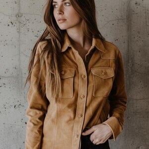 Camel Faux Suede Shirt - Etsy New Zealand